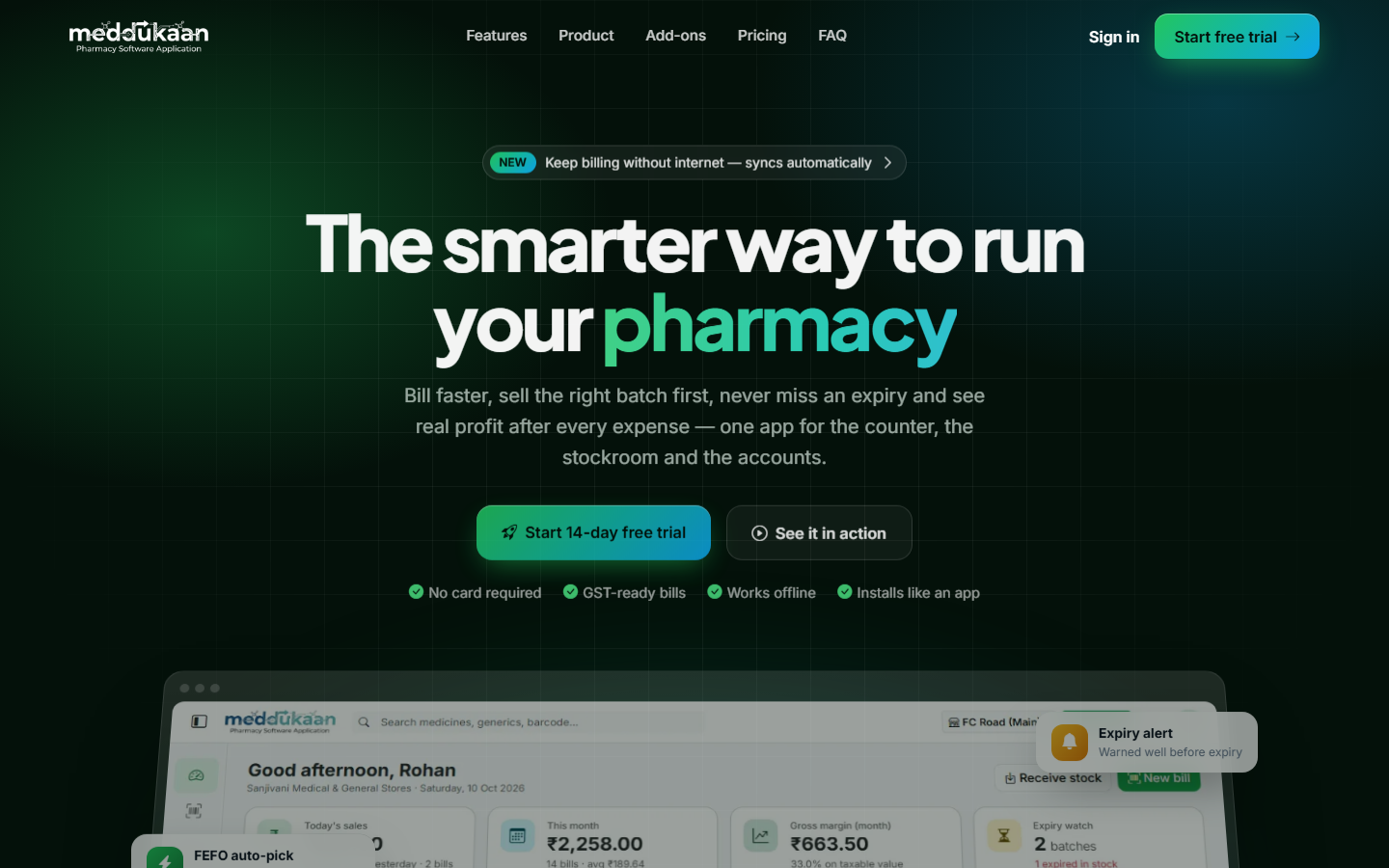 MedDukaan — Pharmacy Billing & Stock Software — screenshot 1